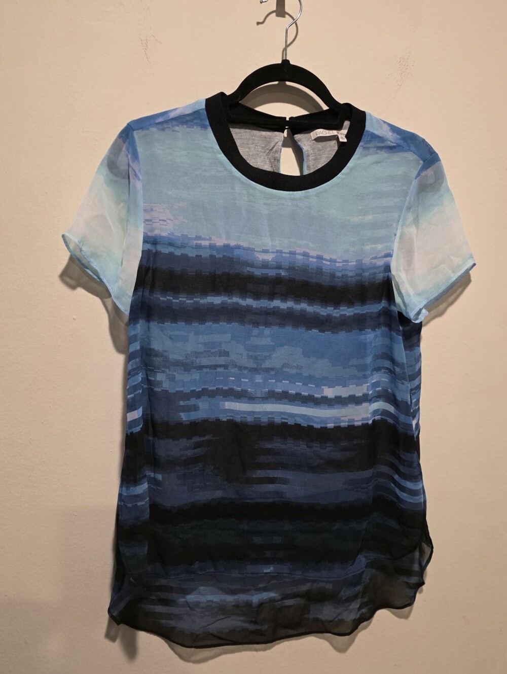 RACHEL Rachel Roy Blue Ombre Short-Sleeve Patterned Top